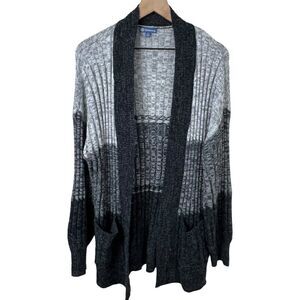 Democracy Womens Gray Colorblock Long Sleeve Open Front Cardigan Sweater‎ Large